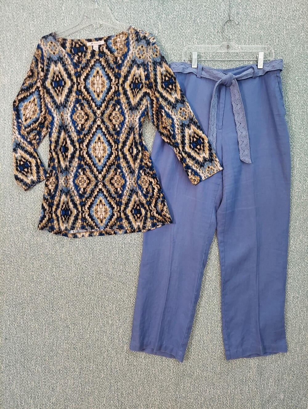 JM Collection Blue Pants And Top Set